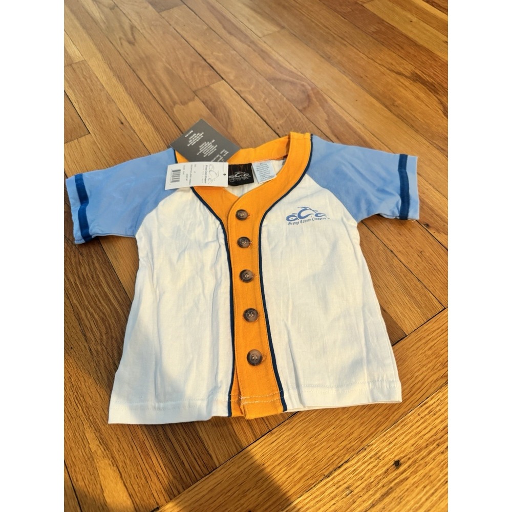Vintage Orange County Choppers Boys Jersey Shirt 2T NWT Blue Orange 2004